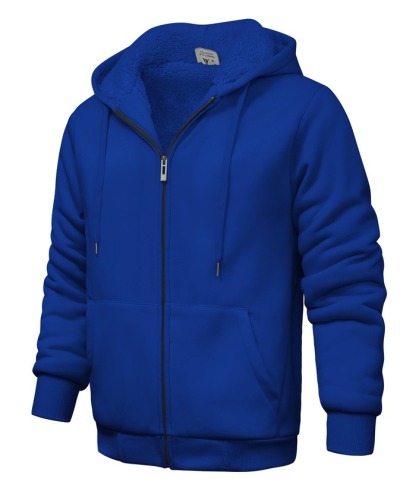 Men's Blue Zip-Up Fleece Lined Essential Hoodie Jacket | Zitysports