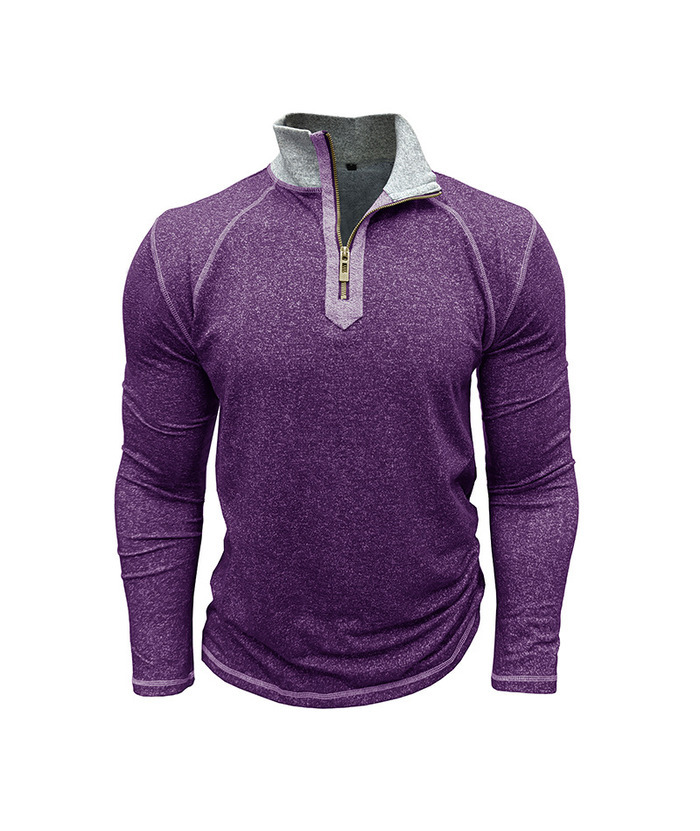 ZITY Men's Cotton Blend Zipper Stand Collar Long Sleeve Sweatshirt -DUMHD04652 | Zitysports