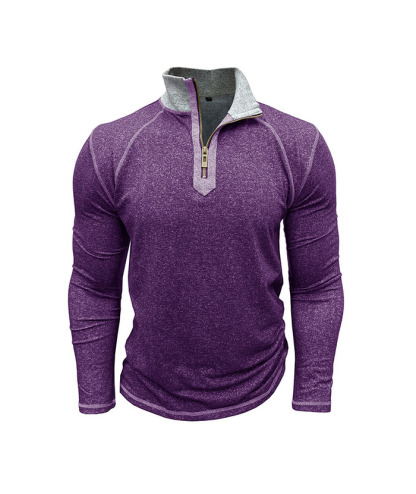 ZITY Men's Cotton Blend Zipper Stand Collar Long Sleeve Sweatshirt -DUMHD04652 | Zitysports