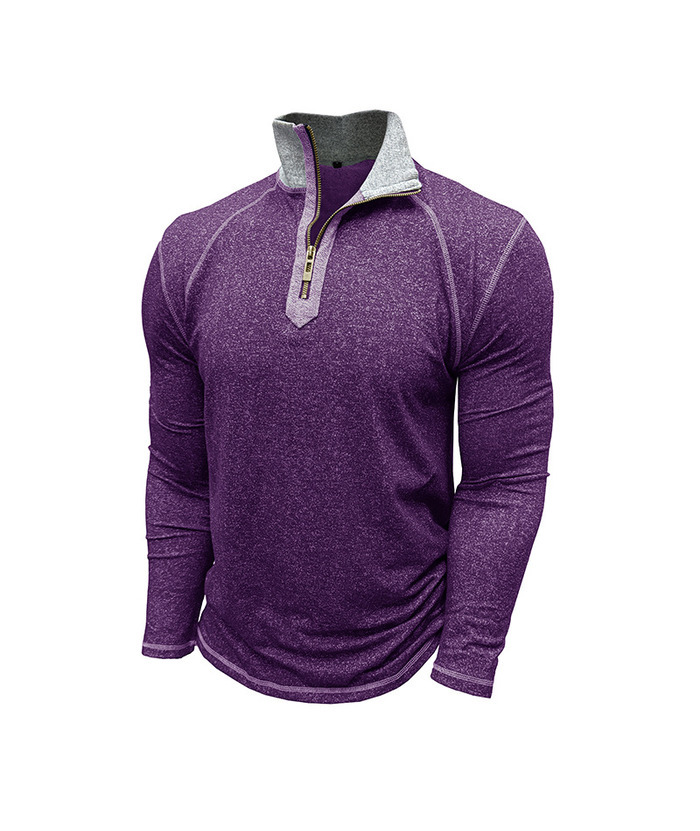 ZITY Men's Cotton Blend Zipper Stand Collar Long Sleeve Sweatshirt -DUMHD04652 | Zitysports