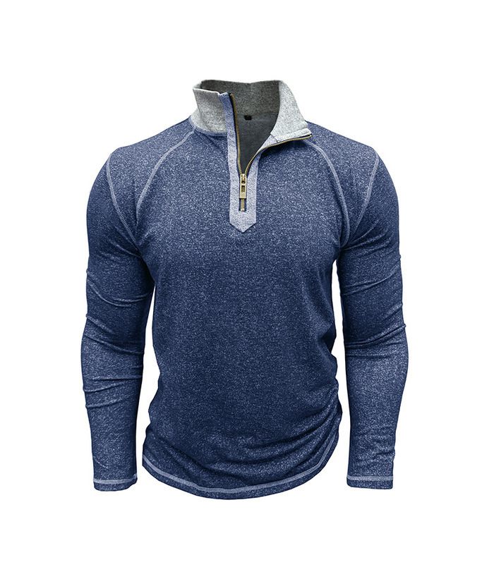 ZITY Men's Cotton Blend Zipper Stand Collar Long Sleeve Sweatshirt -DUMHD04652 | Zitysports