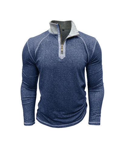 ZITY Men's Cotton Blend Zipper Stand Collar Long Sleeve Sweatshirt -DUMHD04652 | Zitysports