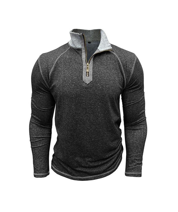 ZITY Men's Cotton Blend Zipper Stand Collar Long Sleeve Sweatshirt -DUMHD04652 | Zitysports
