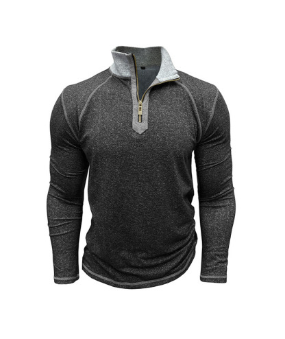 ZITY Men's Cotton Blend Zipper Stand Collar Long Sleeve Sweatshirt -DUMHD04652 | Zitysports