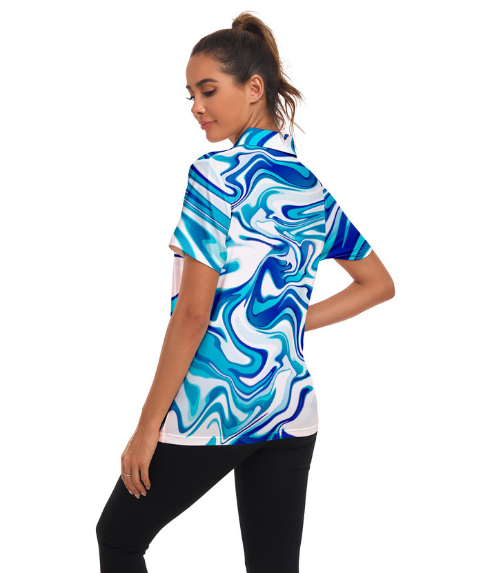 ZITY Women's Color Print Short Sleeved Quick Dry Casual Golf Polo Shirt-ZPK003142 | Zitysports
