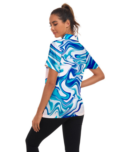 ZITY Women's Color Print Short Sleeved Quick Dry Casual Golf Polo Shirt-ZPK003142 | Zitysports