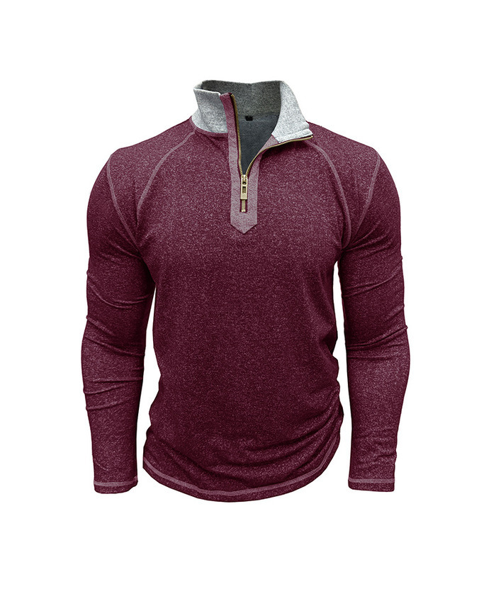 ZITY Men's Cotton Blend Zipper Stand Collar Long Sleeve Sweatshirt -DUMHD04652 | Zitysports