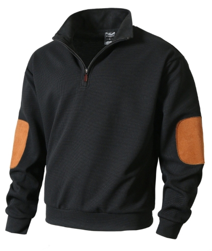 ZITY Men's Stand Collar Solid Color Long Sleeve Sweatshirt-DUMHD04896 | Zitysports