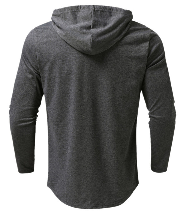 ZITY Men's Lightweight Long Sleeve Button Henley Hoodie-DUMHD04900|Zitysports