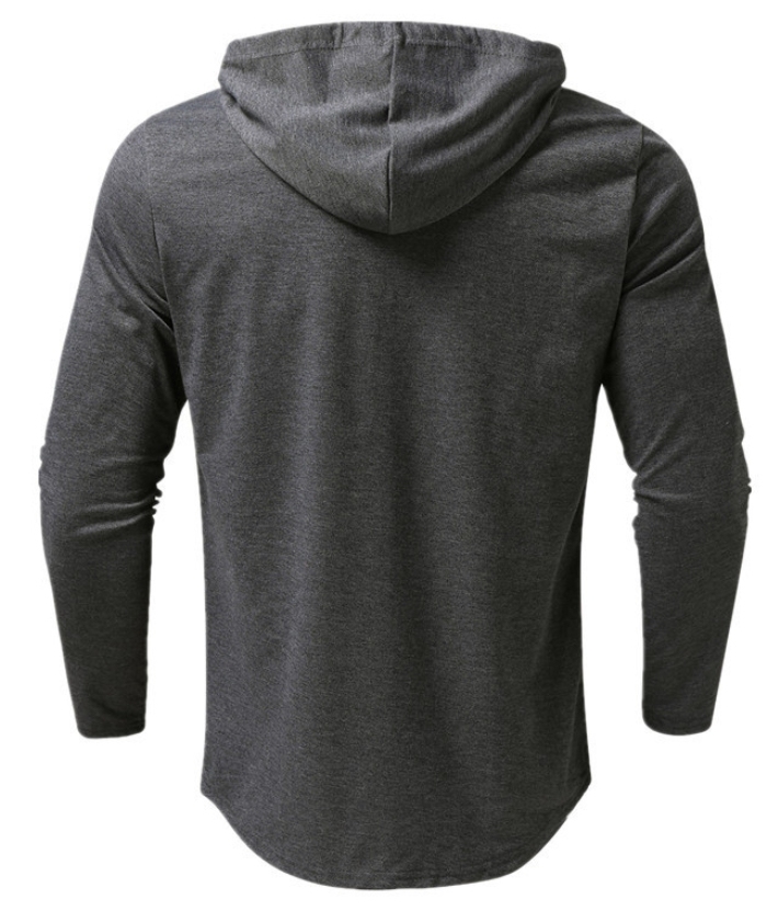 ZITY Men's Lightweight Long Sleeve Button Henley Hoodie-DUMHD04900|Zitysports