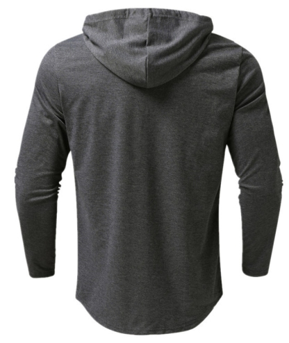 ZITY Men's Lightweight Long Sleeve Button Henley Hoodie-DUMHD04900|Zitysports