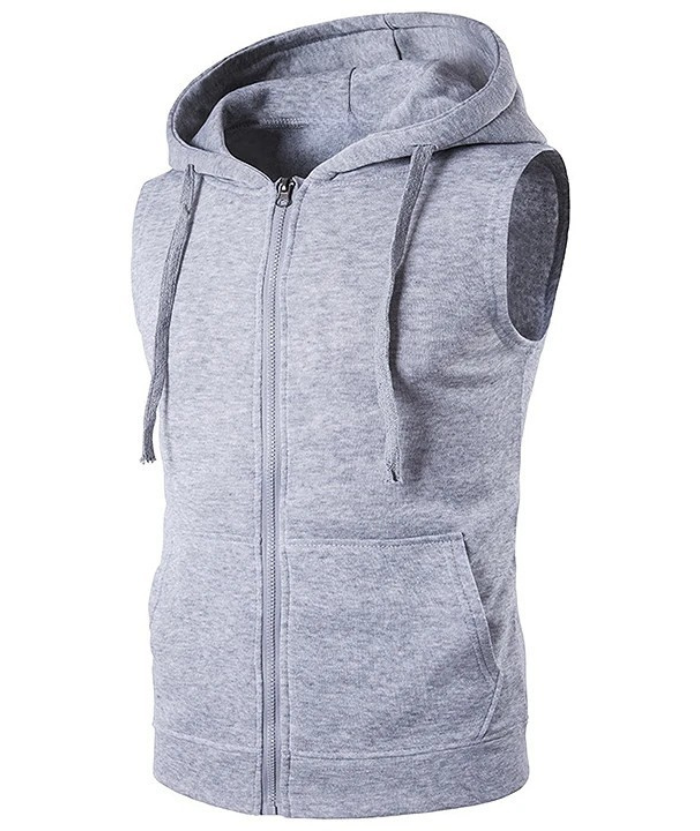 ZITY Men's  Zipper Pocket Sleeveless Gym hoodie-DUMMG04965|Zitysports