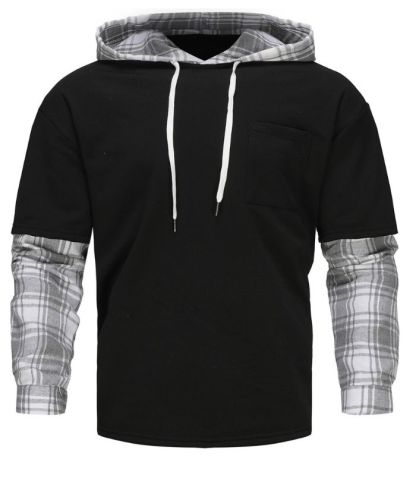 ZITY Men's Plus Size Long Sleeve Casual Plaid Hoodie-DUMFH04981|Zitysports