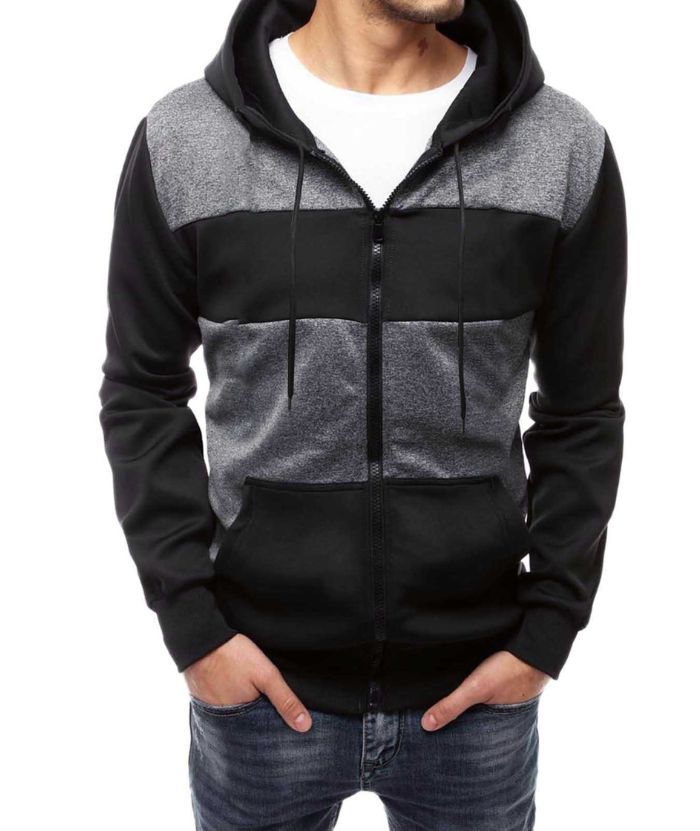 ZITY Men's Polyester Long Sleeve Color Block Full Zip Casual Hoodie-DUMFH04995|Zitysports