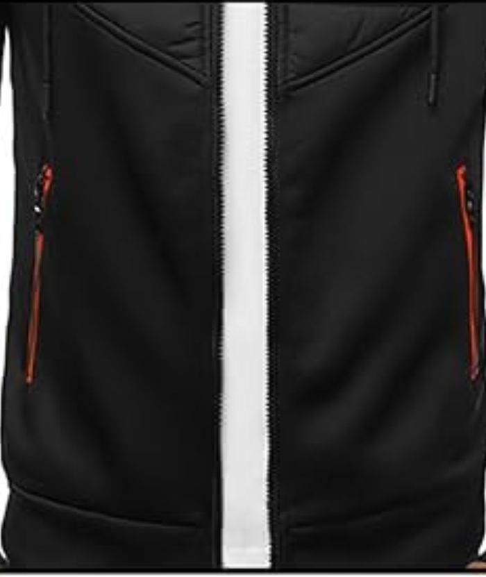 ZITY Men's Slim Fit Full Zip Contrast Color Casual Hoodie-DUMFH05005|Zitysports