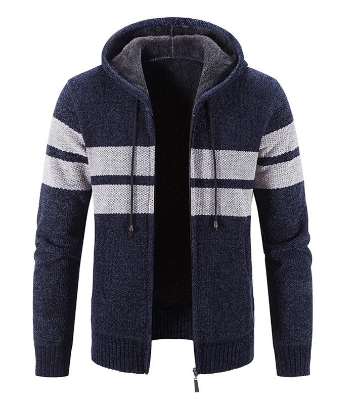 ZITY Men's Knitted Full Zip Slim Fit Warm with Pockets Hoodie-DUMFH05013|Zitysports