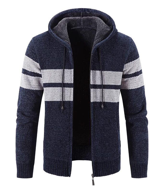 ZITY Men's Knitted Full Zip Slim Fit Warm with Pockets Hoodie-DUMFH05013|Zitysports