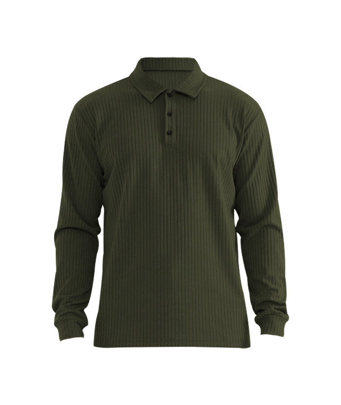 ZITY Men's Solid Color Sports Fitness Vertical Strip Knit Polo Shirt-DUMFH04835 | Zitysports