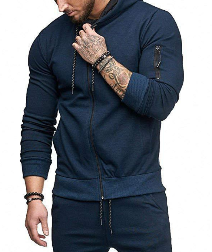 ZITY Men's Slim Fit Sportswear Autumn Hooded Sweater Suit-DUMFH04991|Zitysports