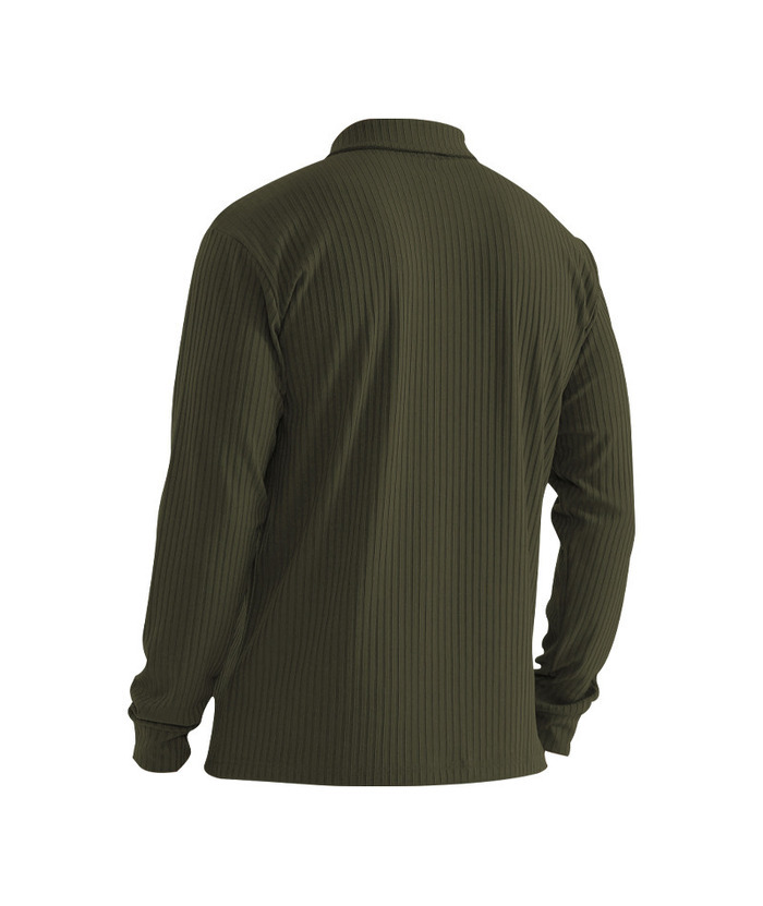 ZITY Men's Solid Color Sports Fitness Vertical Strip Knit Polo Shirt-DUMFH04835 | Zitysports