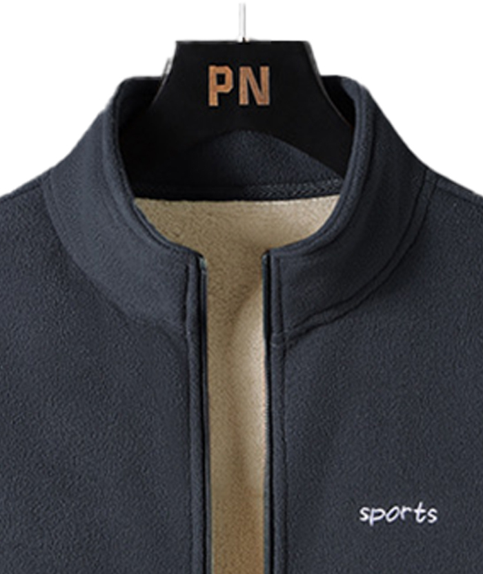 ZITY Men's Full Zipper Stand Collar Fleece Jacket-DUMFH05441