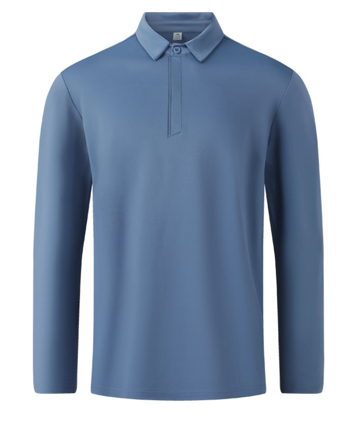 Men's Casual Solid Color Long Sleeve Polo Shirt-8803