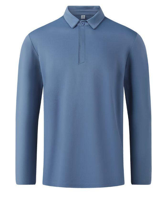 Men's Casual Solid Color Long Sleeve Polo Shirt-8803