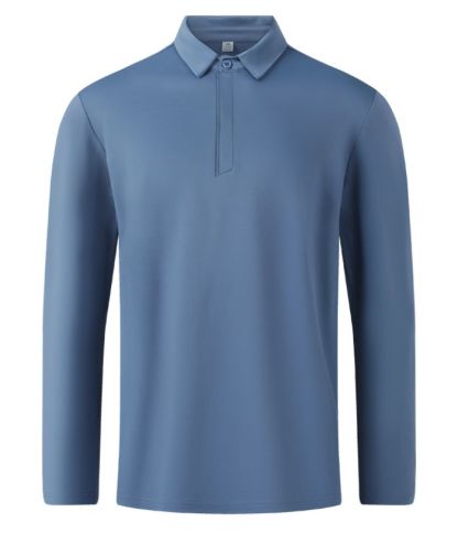 Men's Casual Solid Color Long Sleeve Polo Shirt-8803