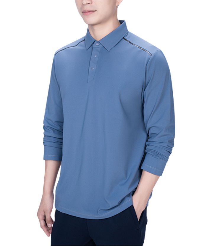 ZITY Men's Button Up Stand Collar Long Sleeve Polo Shirt-8905