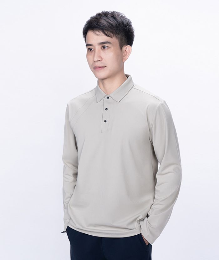 ZITY Men's 3 Button Up Long Sleeve Polo Shirt-8903