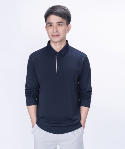 ZITY Men's Long Sleeve Solid Color Polo Shirt-8907