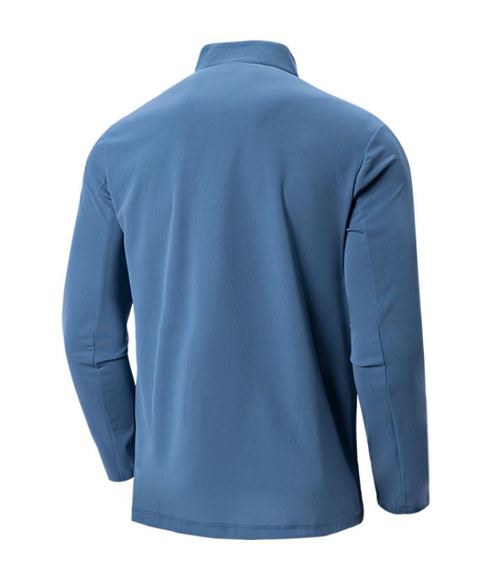 Men's Quarter Zip Stand Collar Long Sleeve Polo Shirt-DUMLS05870
