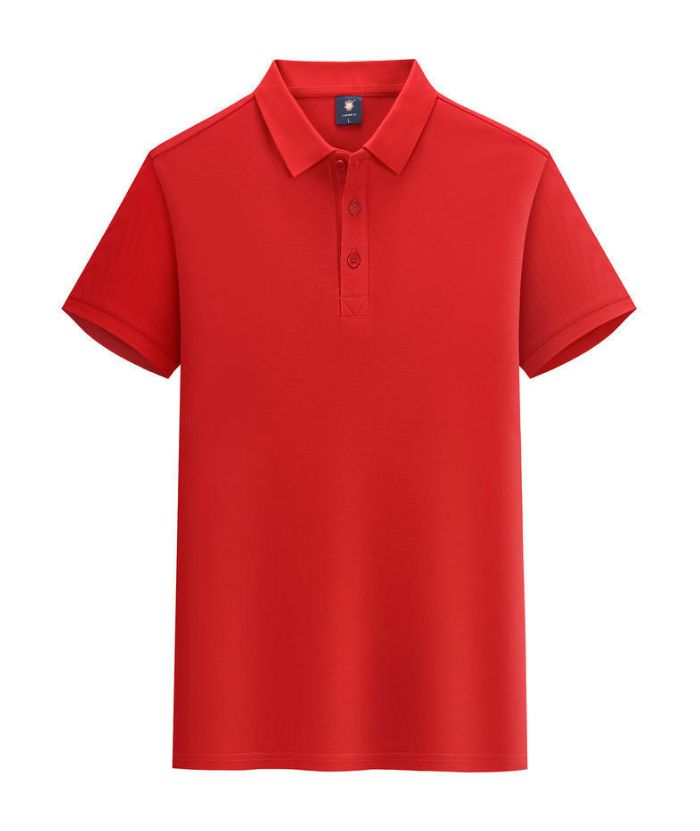 Unisex Solid Color Cotton Lapel Polo Shirt-DUMPO05925