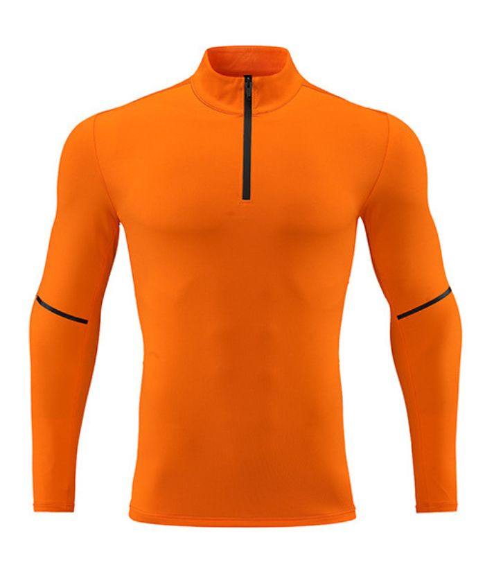 Men's Stand Collar Dri Fit Running Sports Compression T-Shirts-DUMLS05947