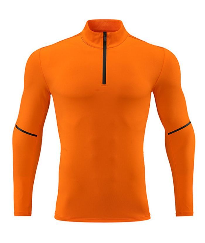 Men's Stand Collar Dri Fit Running Sports Compression T-Shirts-DUMLS05947