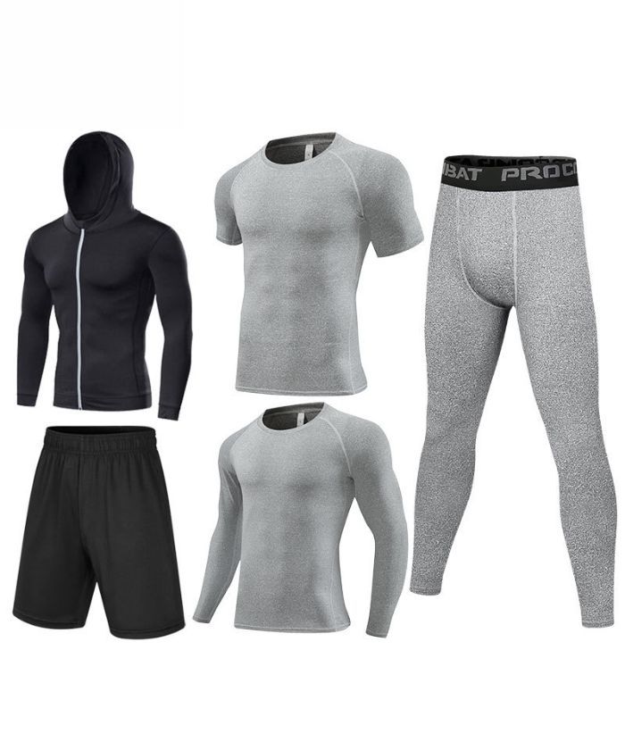 ZITY Men's Sports Cross-Border Fitness Five-Piece Compression Set-DUMTR05994
