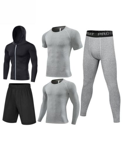 ZITY Men's Sports Cross-Border Fitness Five-Piece Compression Set-DUMTR05994