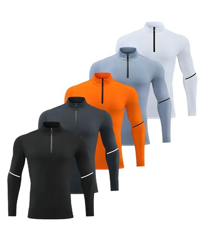 5 Pack Men's Stand Collar Dri Fit Sports Compression Shirt-DZUHE00190