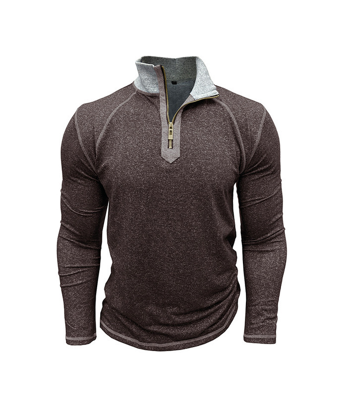ZITY Men's Cotton Blend Zipper Stand Collar Long Sleeve Sweatshirt -DUMHD04652 | Zitysports