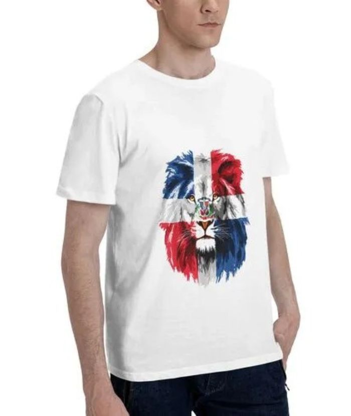 ZITY Men's Lion Dominican Republic Flags 100% Cotton T-Shirt