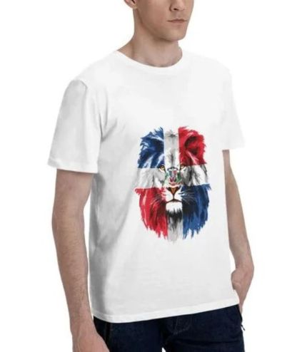 ZITY Men's Lion Dominican Republic Flags 100% Cotton T-Shirt