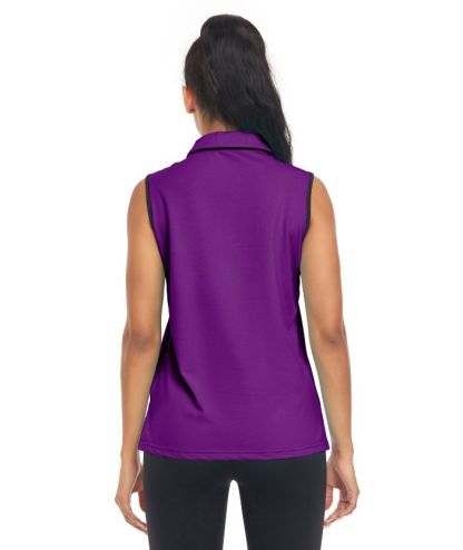 ZITY Women's Sleeveless Quarter Zip Golf Polo Shirt-CUWPO01362