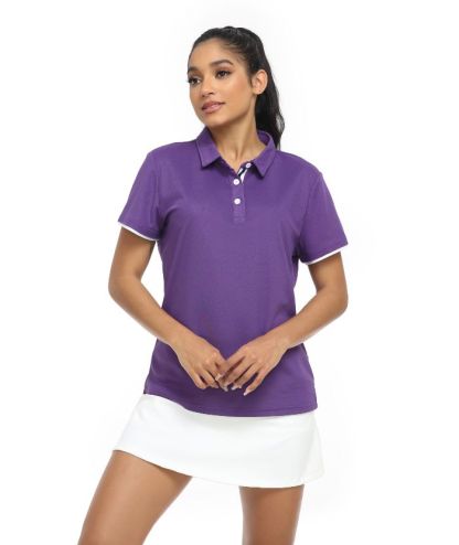 ZITY Women's Slim Fit Button Up Golf Polo Shirt-CFWNL00005