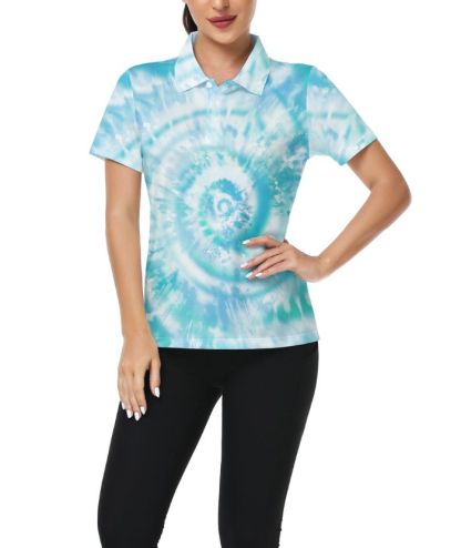 ZITY Women's Tie Dye Print Golf Polo Shirt-CUWPO02029
