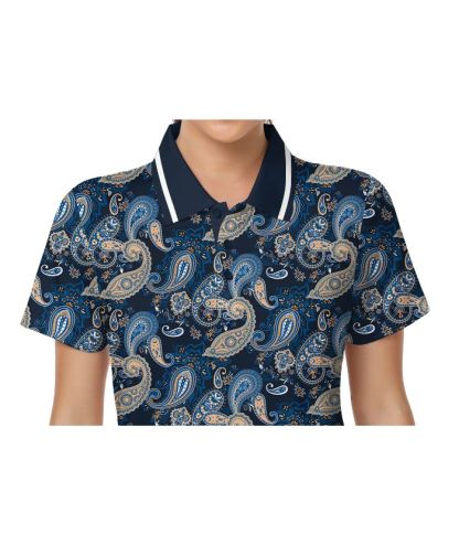 ZITY Women's Cashew Flower Print Slim Fit Golf Polo-CUWPO01942