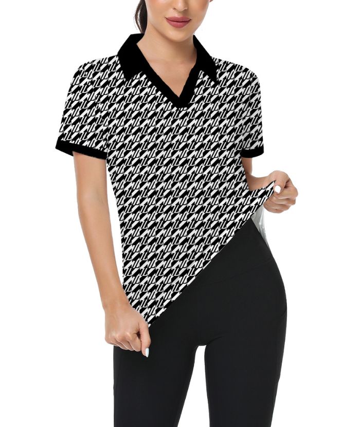 ZITY Women's Slim Fit V Neck Golf Polo Shirt-CUWPO02032