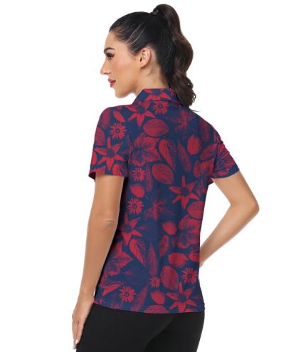ZITY Women's Dri Fit Floral Print Golf Polo Shirt-CUWPO02133