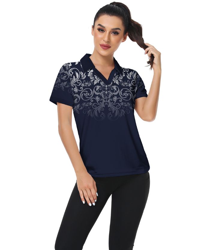 ZITY Women's Totem Pattern Slim Fit Golf Polo SHirtCUWPO02024