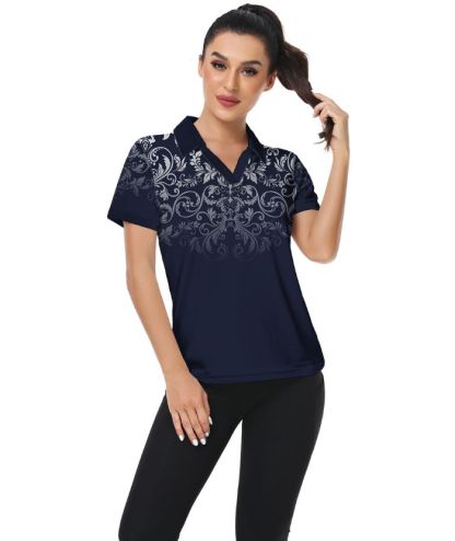 ZITY Women's Totem Pattern Slim Fit Golf Polo SHirtCUWPO02024