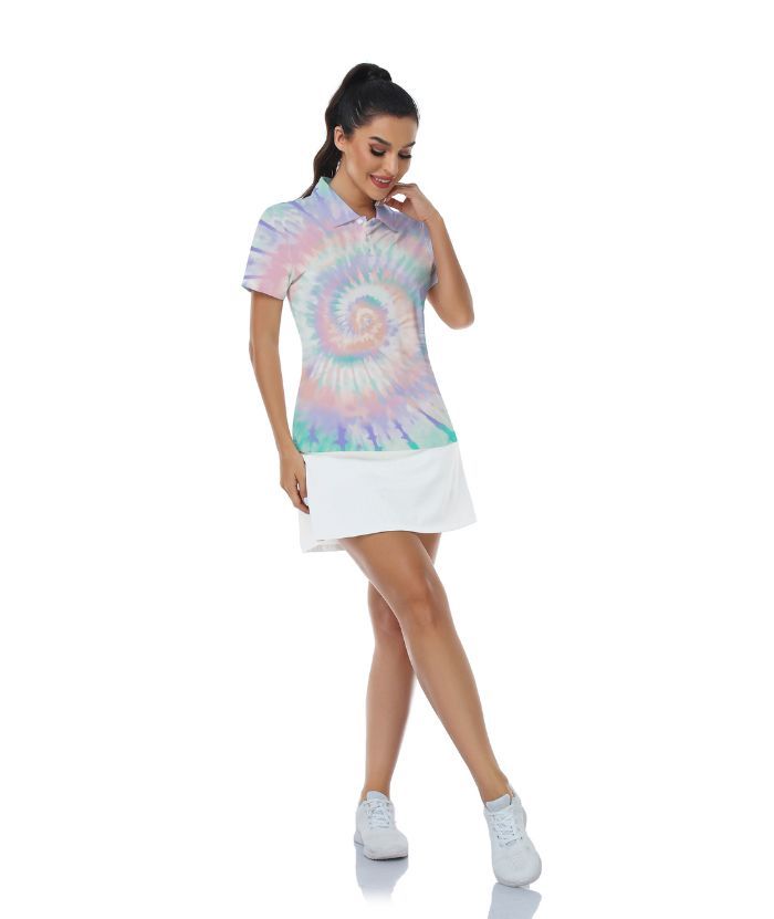 ZITY Women's Slim Fit Tie Dye Golf Polo Shirt-CUWPO02028